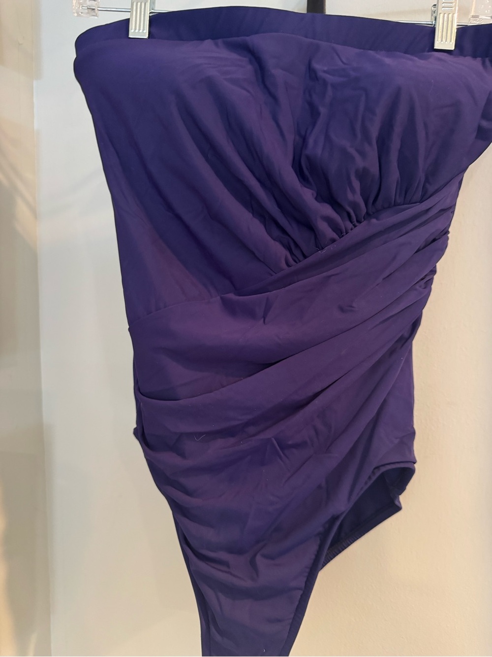 Miraclesuit Strapless Ruched Purple One-Piece Swimsuit